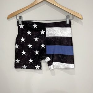 Art Of Where tie dye American Flag disco booty shorts small